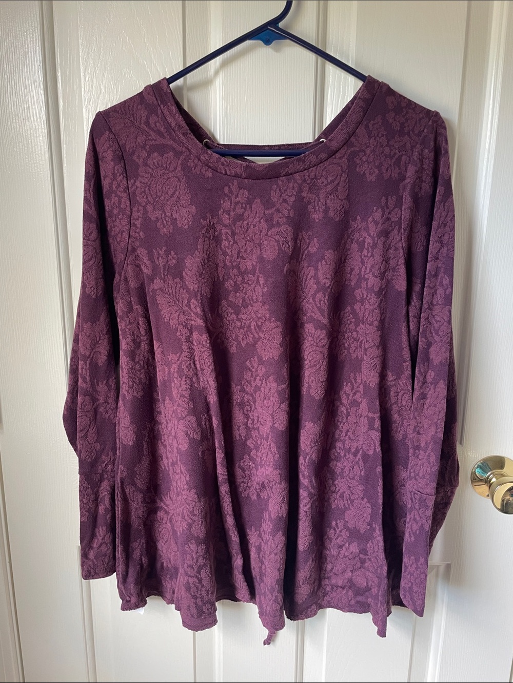 Knox Rose Deep Plum Floral Jacquard Tunic